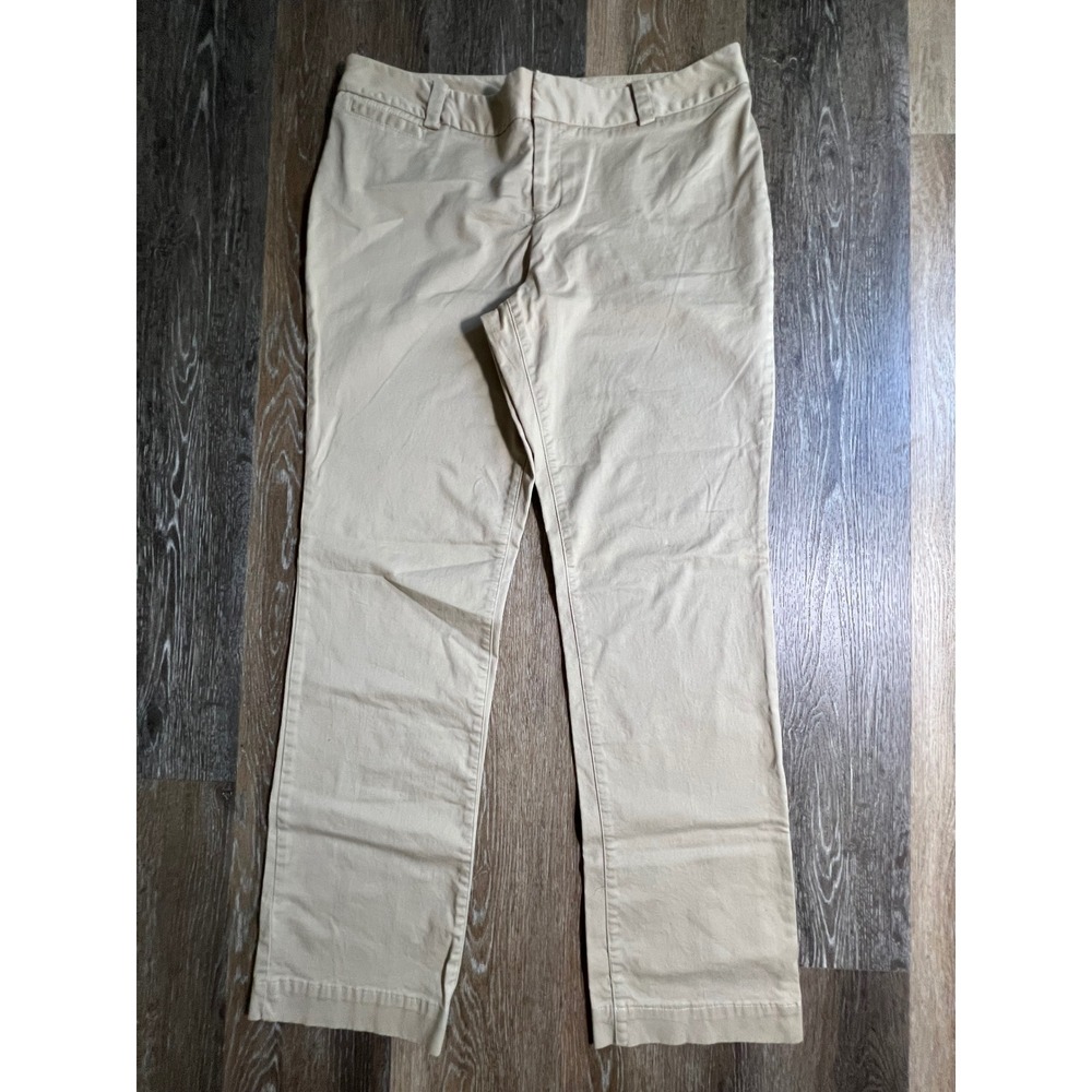Merona Chino Pants Women Size 12 Tan Khaki Mid Rise Stretch Straight Leg